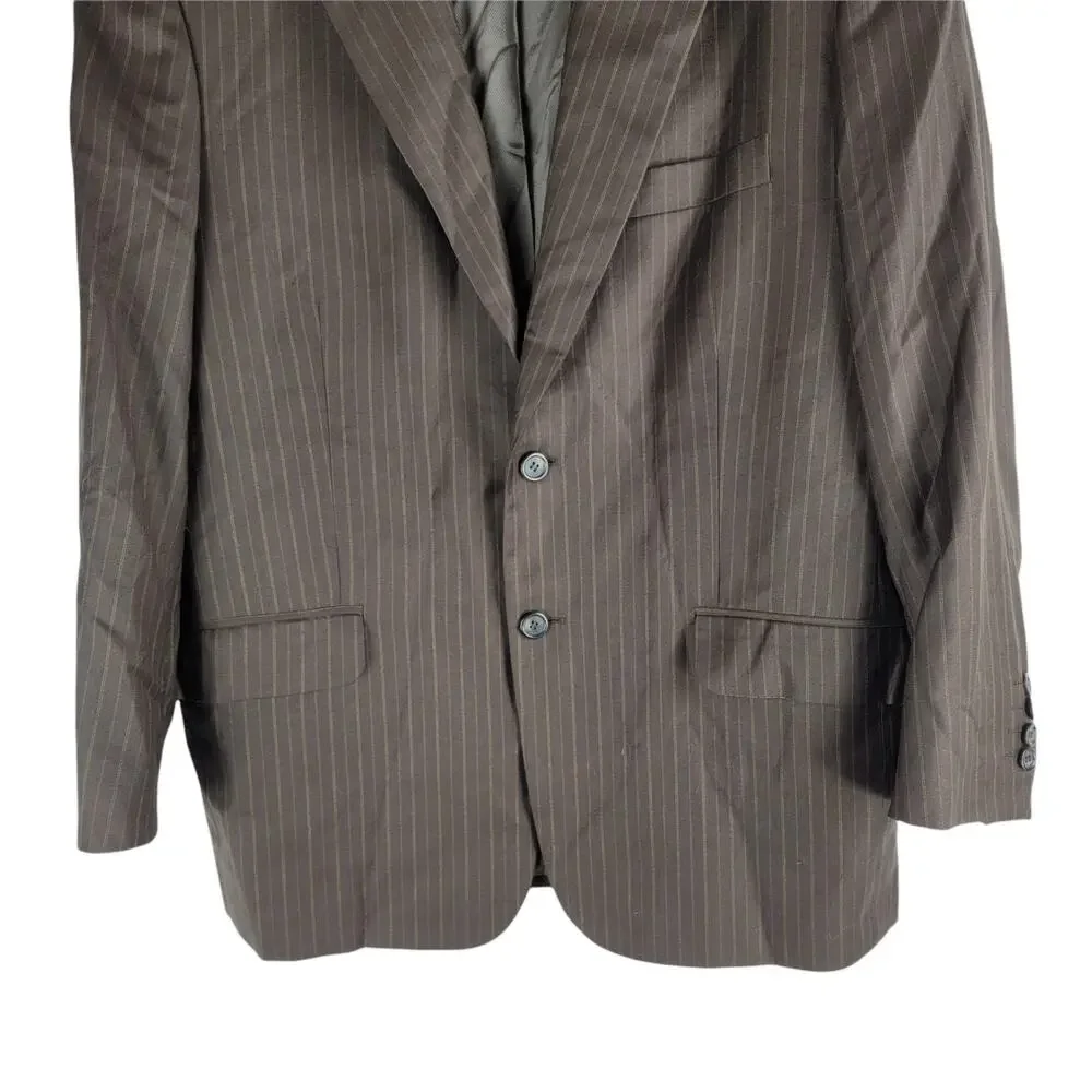 Valentino Wool Blazer Brown Striped From Cadini Italy Size 44R